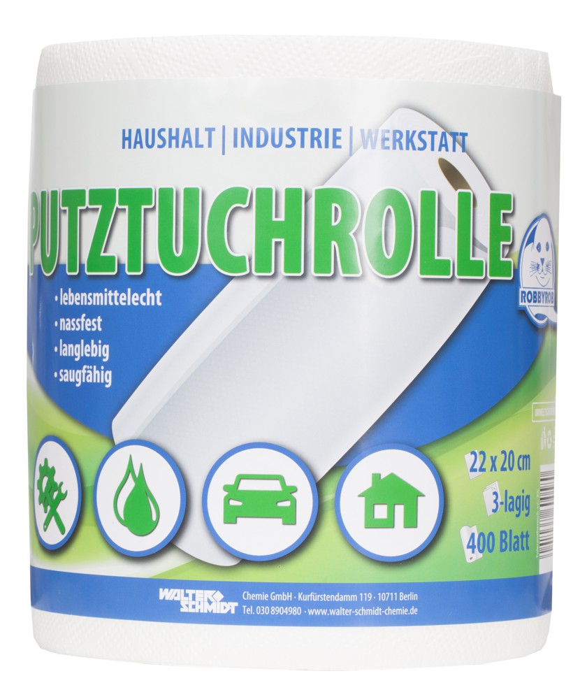 Papierrolle weiß, 3-lagig, 400 Blatt.